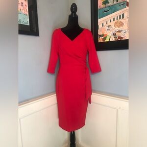 The Pretty Dress Company Red Hourglass Pencil Sarong Dress Sz UK12/US10